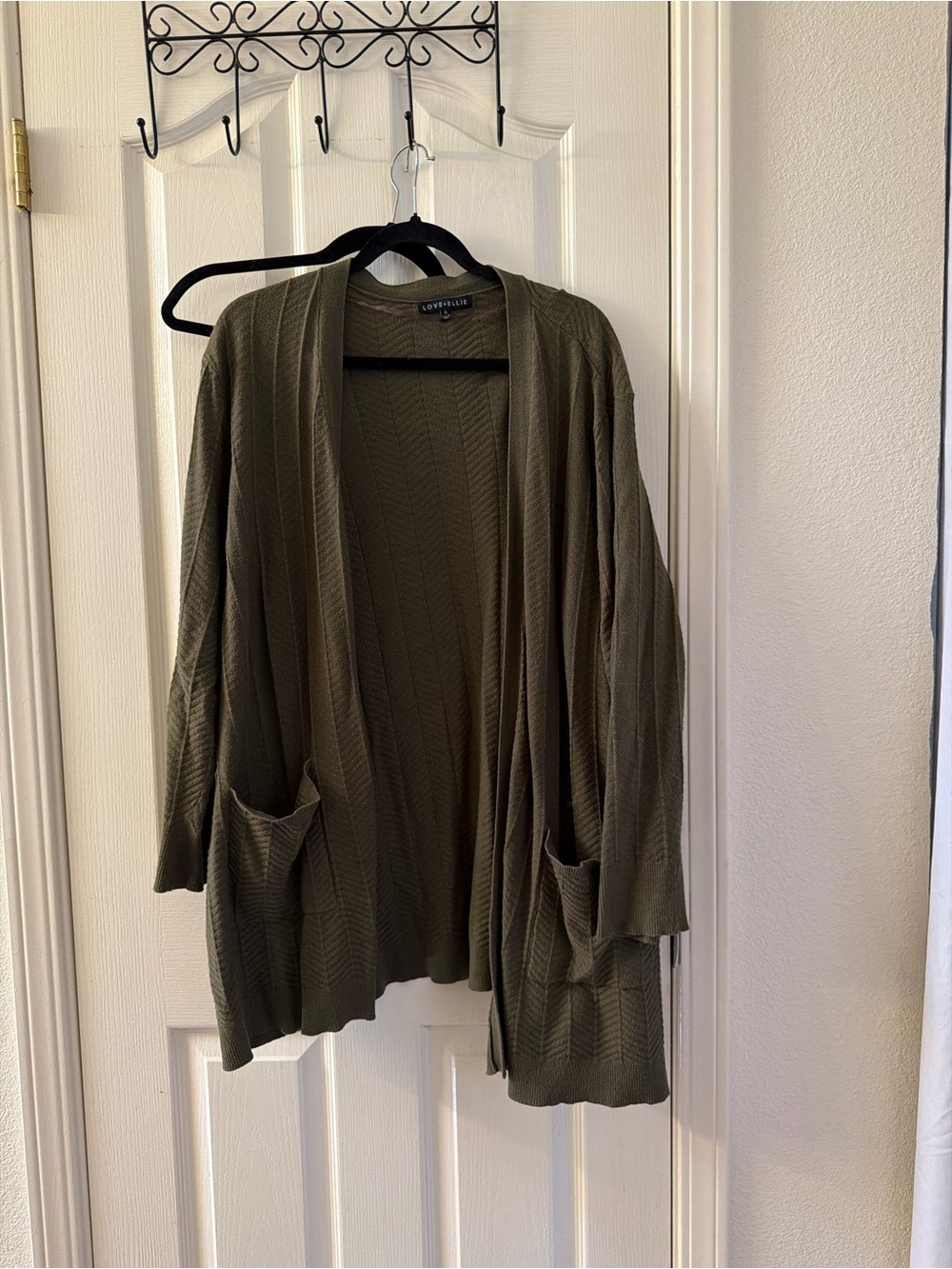 Love Tree Olive Open-Front Cardigan with Pockets